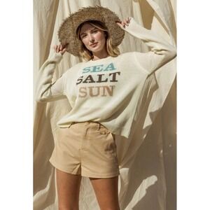 Gilli Women S Sweater Sea Salt Sun White Open Knit Relaxed Oversize Coastal Vaca